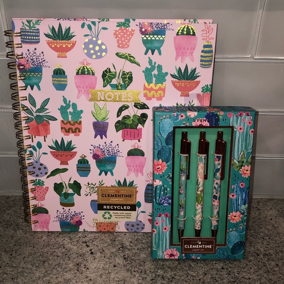 ✨NWT✨ Clementine Paper Spiral Notebook Journal & 3 Pack Pen Set in Gift Box - Picture 2 of 11
